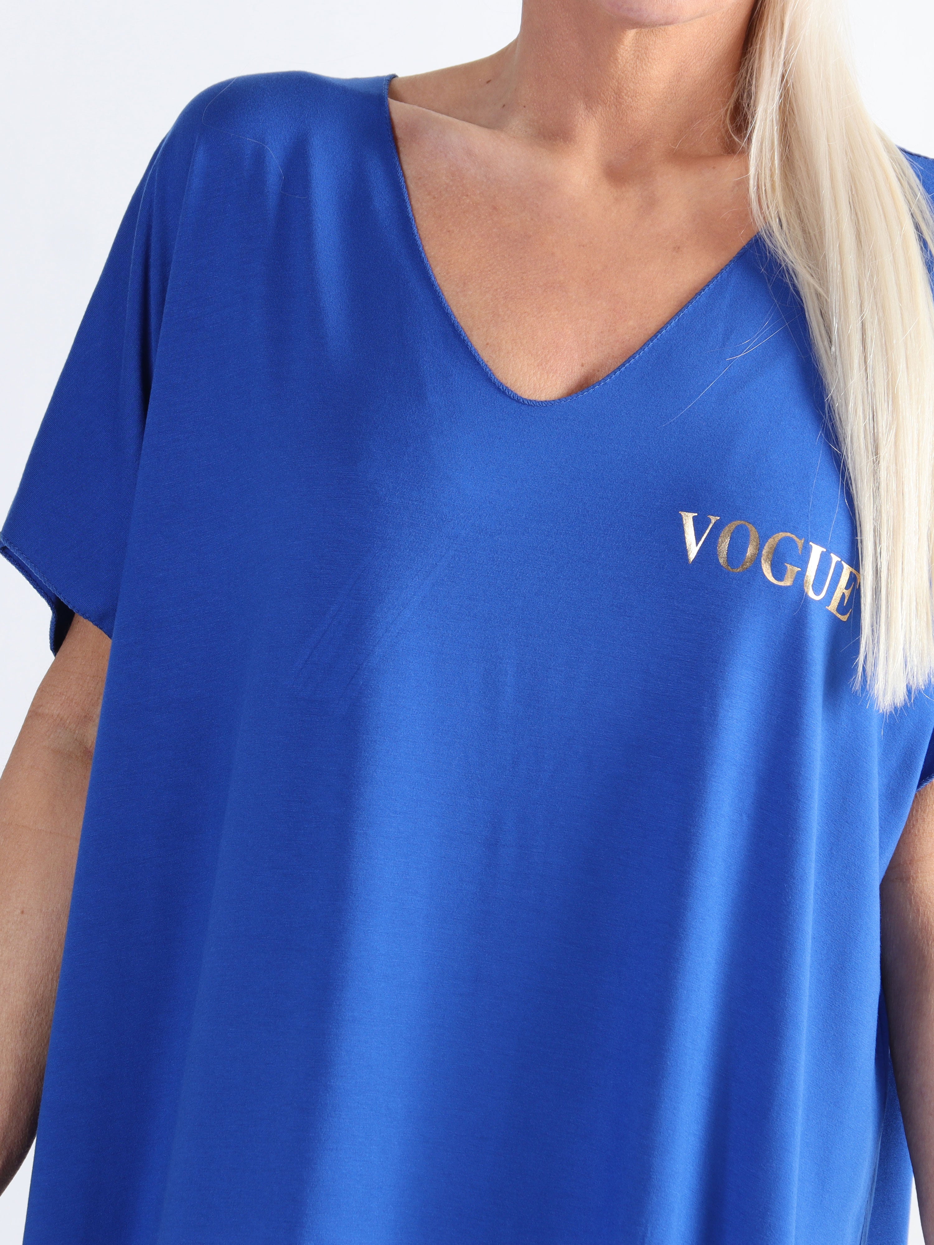 Ellen - Plus size t-shirtkjole i viskose med guldskrift